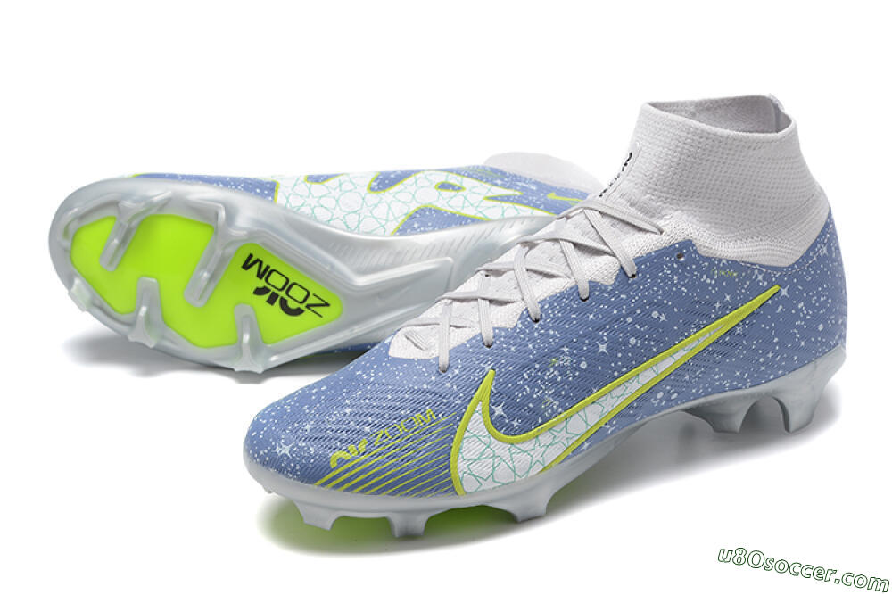 Nike Air Zoom Mercurial Superfly 9 Elite FG Firm Ground Soccer Cleats - Blue/White/Green 3
