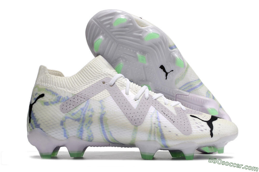 Puma Future Ultimate FG Firm Ground Soccer Cleats - White/Grey/Blue 1