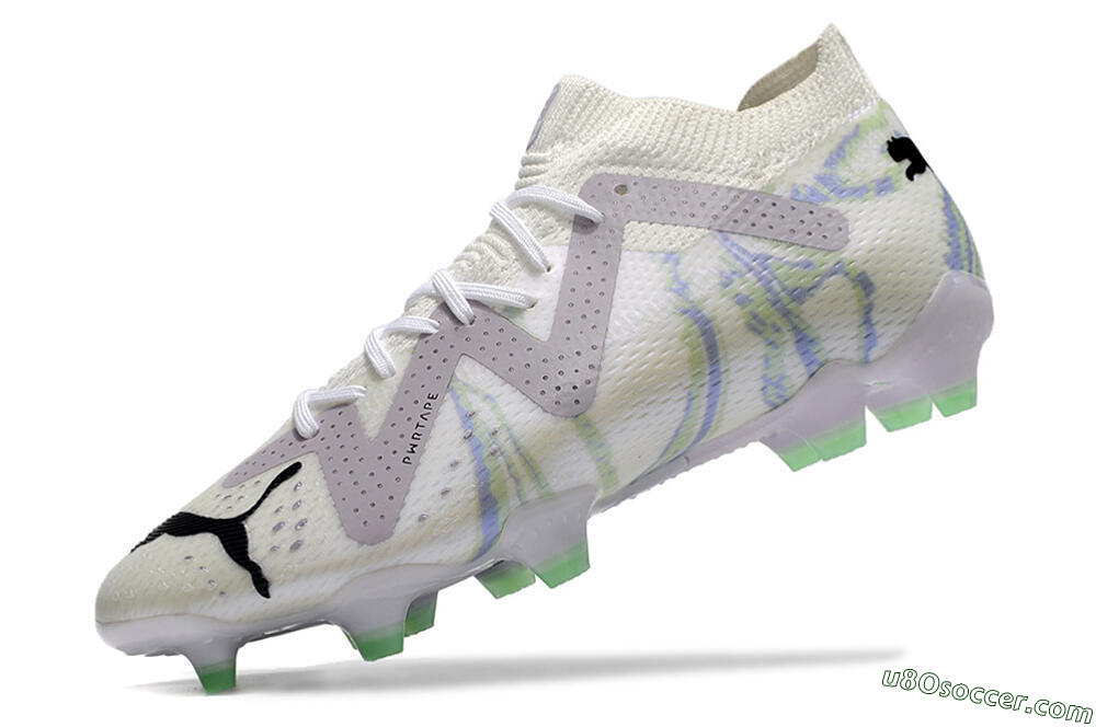 Puma Future Ultimate FG Firm Ground Soccer Cleats - White/Grey/Blue 5