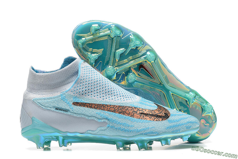 Nike Phantom GX Elite FG Firm Ground Soccer Cleats - Blue/White/Brown/Black 1