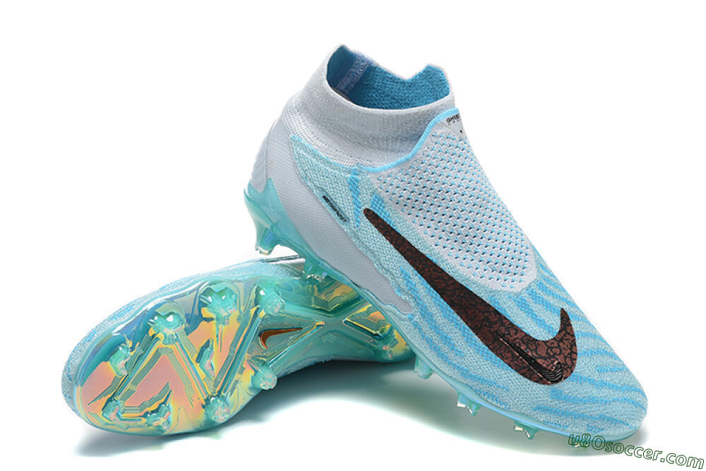 Nike Phantom GX Elite FG Firm Ground Soccer Cleats - Blue/White/Brown/Black 4