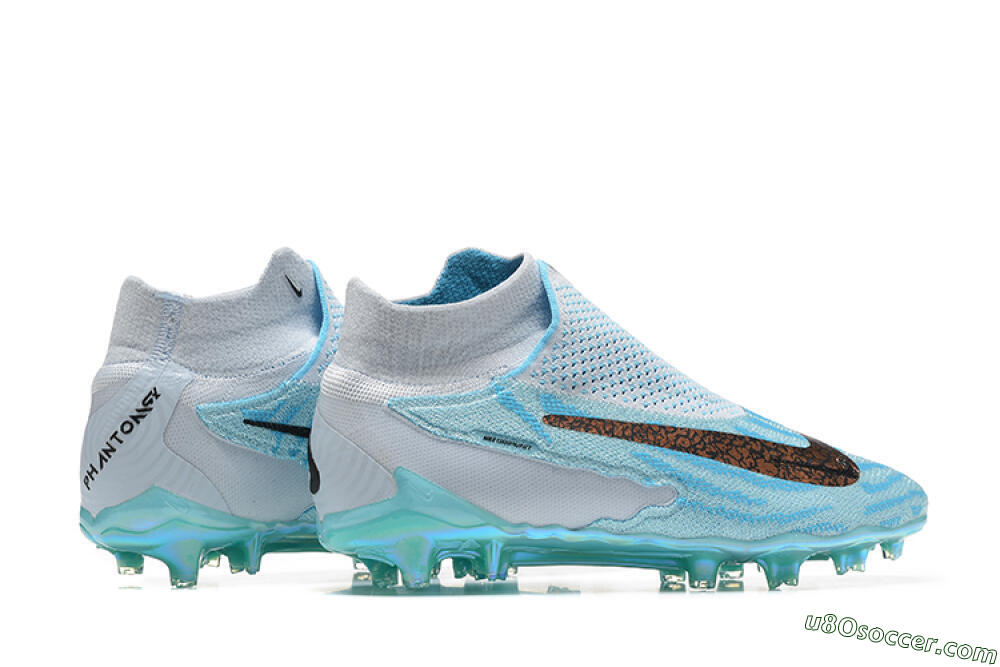 Nike Phantom GX Elite FG Firm Ground Soccer Cleats - Blue/White/Brown/Black 9