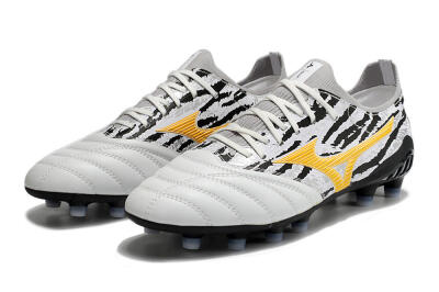 Mizuno Morelia Neo 3 Made in Japan FG Firm Ground Soccer Cleats - White/Black/Yellow