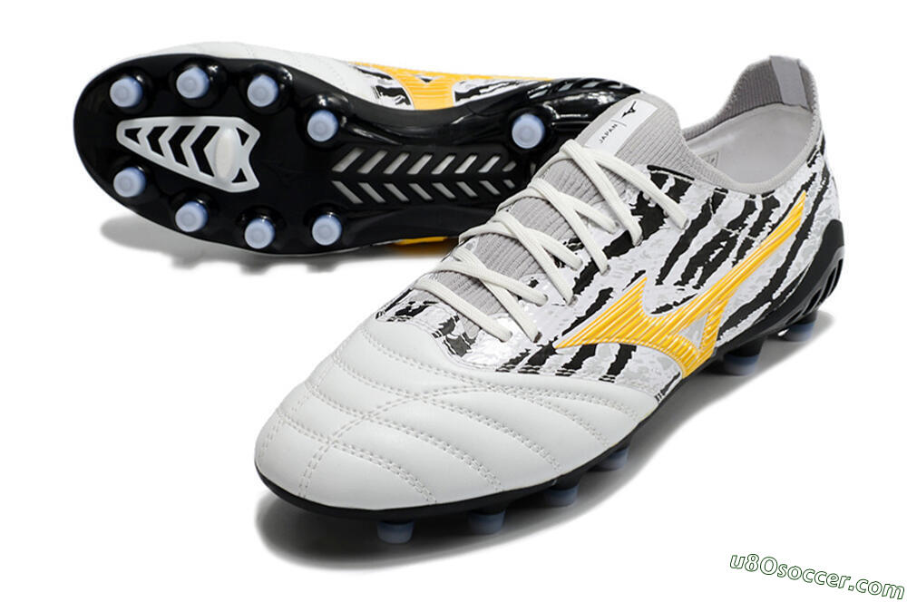 Mizuno Morelia Neo 3 Made in Japan FG Firm Ground Soccer Cleats - White/Black/Yellow 3