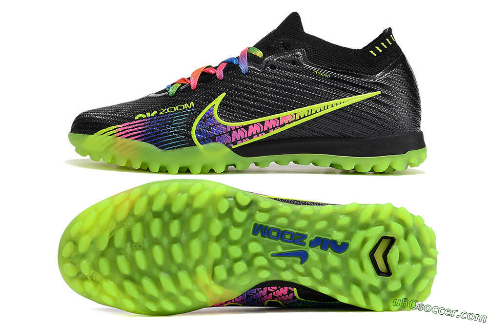 Nike Air Zoom Mercurial Vapor 15 Elite TF Artificial Turf Soccer Shoes - Black/Green/Pink 0