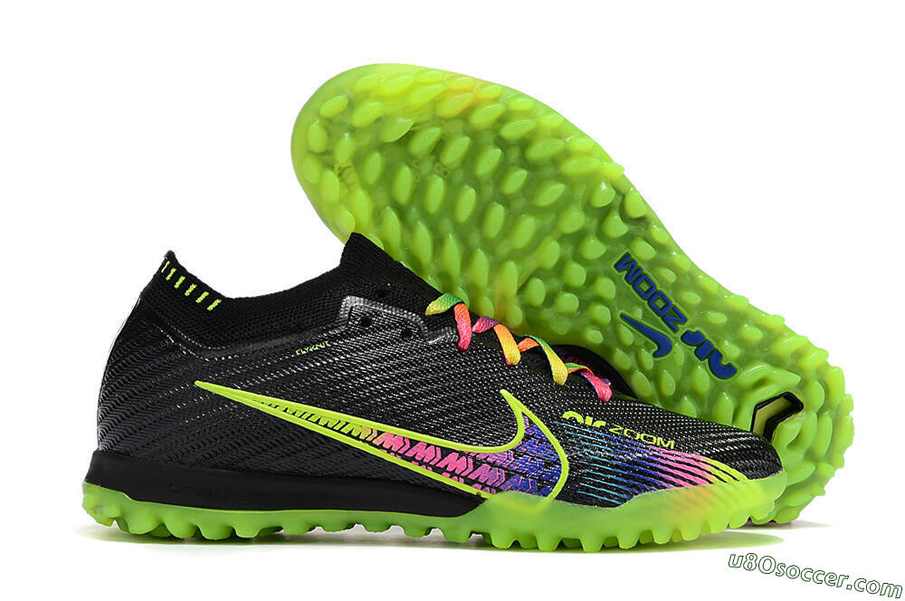 Nike Air Zoom Mercurial Vapor 15 Elite TF Artificial Turf Soccer Shoes - Black/Green/Pink 1