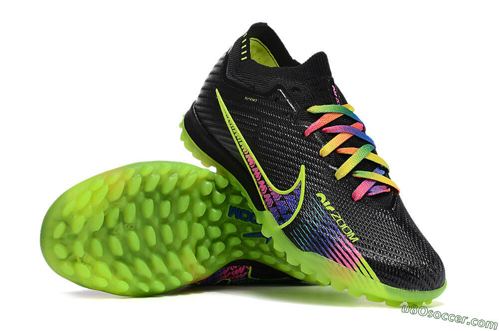 Nike Air Zoom Mercurial Vapor 15 Elite TF Artificial Turf Soccer Shoes - Black/Green/Pink 4