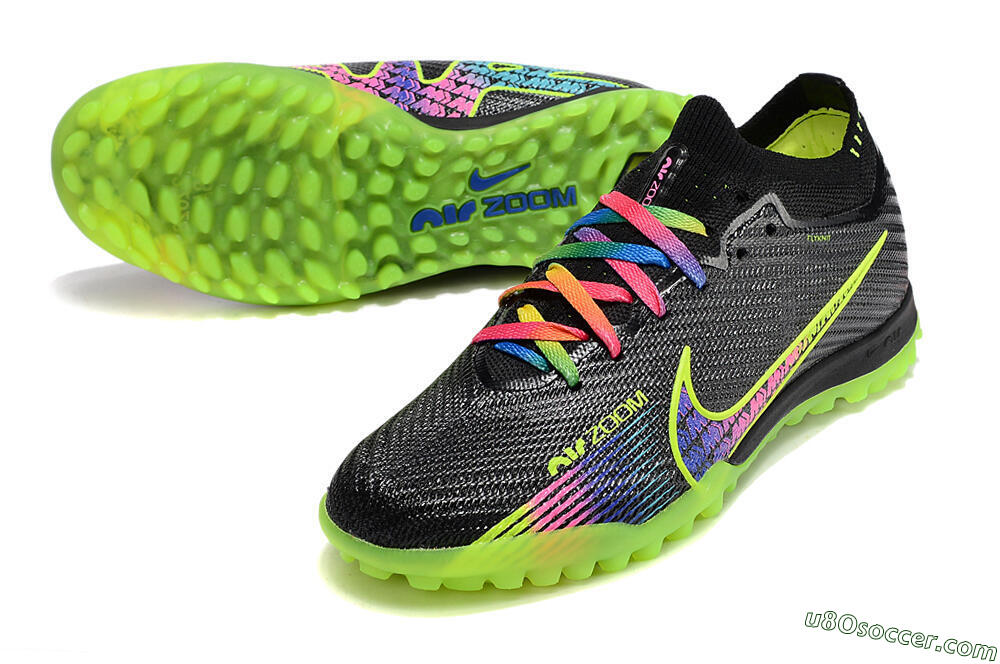 Nike Air Zoom Mercurial Vapor 15 Elite TF Artificial Turf Soccer Shoes - Black/Green/Pink 3
