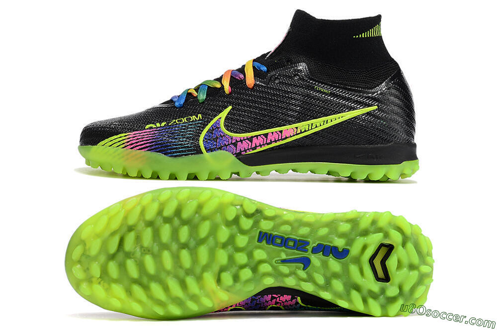 Nike Air Zoom Mercurial Superfly 9 Elite TF Artificial Turf Soccer Shoes - Black/Green/Pink 0