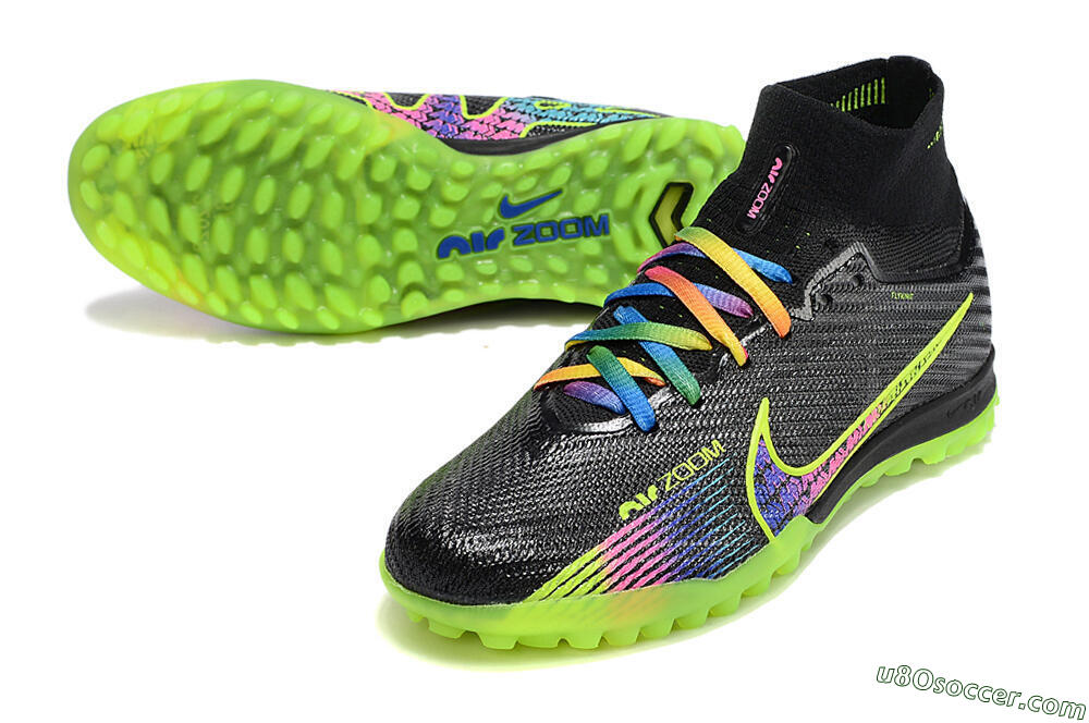 Nike Air Zoom Mercurial Superfly 9 Elite TF Artificial Turf Soccer Shoes - Black/Green/Pink 3