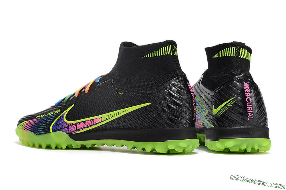 Nike Air Zoom Mercurial Superfly 9 Elite TF Artificial Turf Soccer Shoes - Black/Green/Pink 5