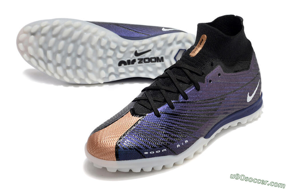 Nike Air Zoom Mercurial Superfly 9 Elite TF Artificial Turf Soccer Shoes - Purple/Black 3