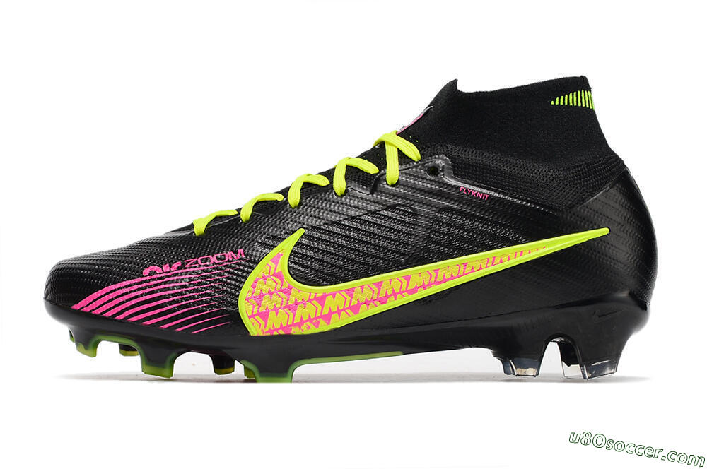 Nike Air Zoom Mercurial Superfly 9 Elite FG Firm Ground Soccer Cleats - Black/Yellow/Pink 2