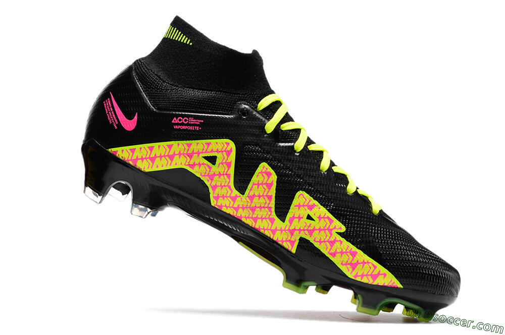 Nike Air Zoom Mercurial Superfly 9 Elite FG Firm Ground Soccer Cleats - Black/Yellow/Pink 4