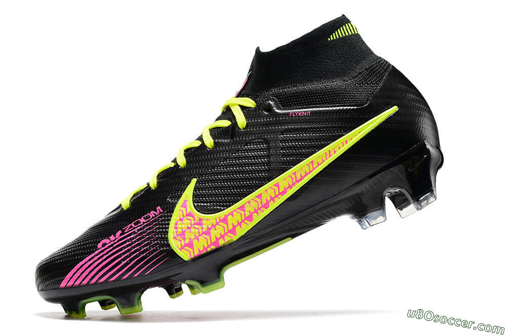 Nike Air Zoom Mercurial Superfly 9 Elite FG Firm Ground Soccer Cleats - Black/Yellow/Pink 5