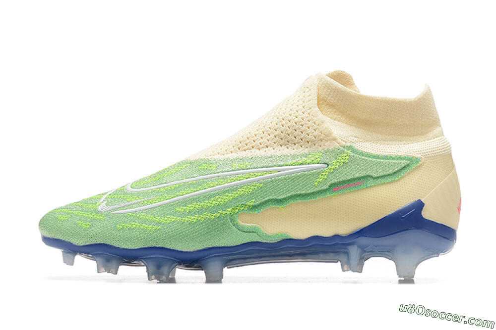 Nike Phantom GX Elite DF FG Firm Ground Soccer Cleats - Green/Beige/Blue 2