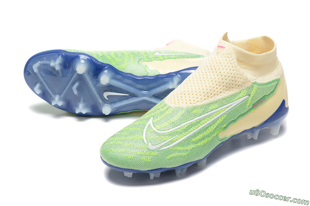 Nike Phantom GX Elite DF FG Firm Ground Soccer Cleats - Green/Beige/Blue 3