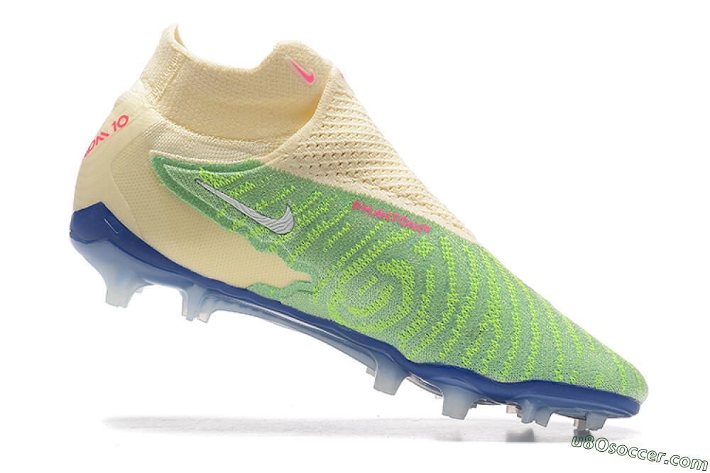 Nike Phantom GX Elite DF FG Firm Ground Soccer Cleats - Green/Beige/Blue 6