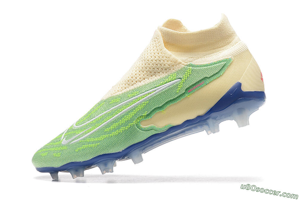 Nike Phantom GX Elite DF FG Firm Ground Soccer Cleats - Green/Beige/Blue 7