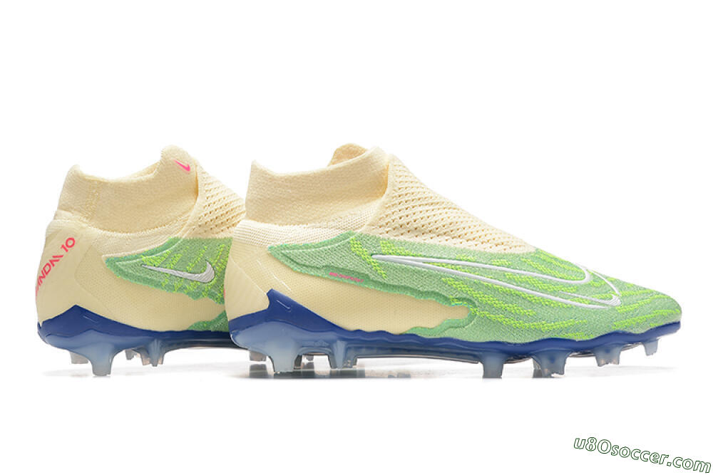 Nike Phantom GX Elite DF FG Firm Ground Soccer Cleats - Green/Beige/Blue 8