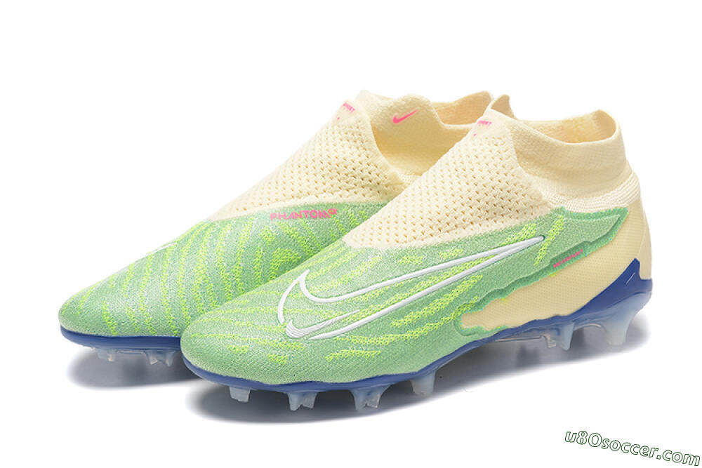 Nike Phantom GX Elite DF FG Firm Ground Soccer Cleats - Green/Beige/Blue 9