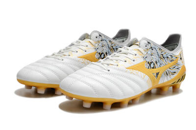 Mizuno Morelia Neo 3 FG Firm Ground Soccer Cleats - White/Black/Gold