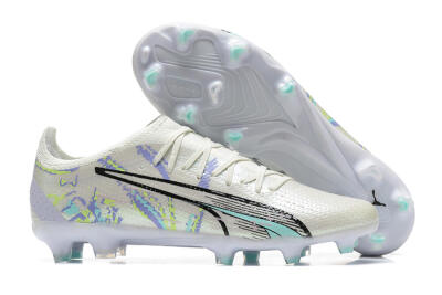 Puma Ultra Ultimate FG Firm Ground Soccer Cleats - White/Black/Yellow/Purple