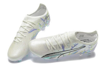 Puma Ultra Ultimate FG Firm Ground Soccer Cleats - White/Black/Yellow/Purple