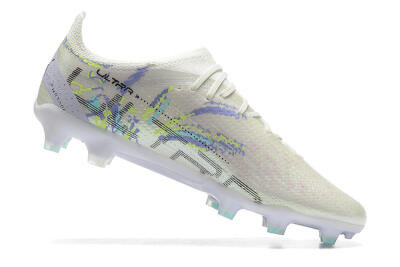 Puma Ultra Ultimate FG Firm Ground Soccer Cleats - White/Black/Yellow/Purple