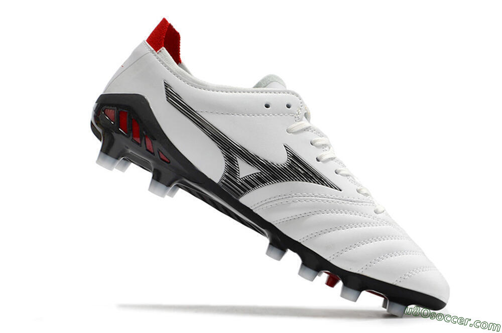 Mizuno Morelia Neo 3 Made in Japan FG Firm Ground Soccer Cleats - White/Black/Red 6