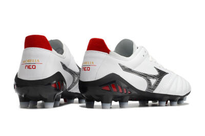 Mizuno Morelia Neo 3 Made in Japan FG Firm Ground Soccer Cleats - White/Black/Red