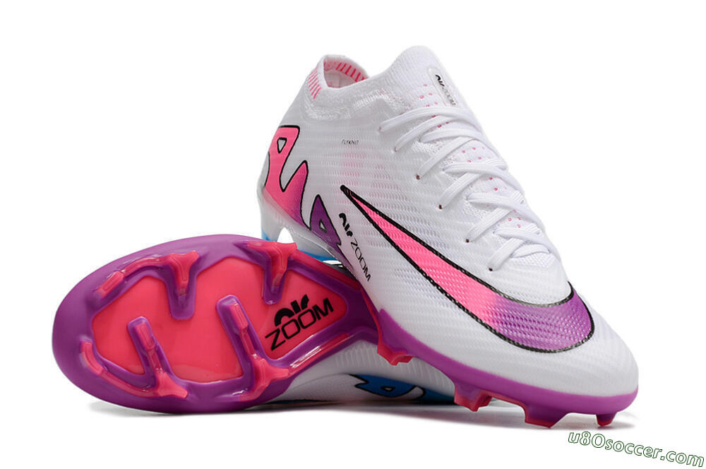 Nike Air Zoom Mercurial Vapor 15 Elite FG Firm Ground Soccer Cleats - White/Pink/Purple 3