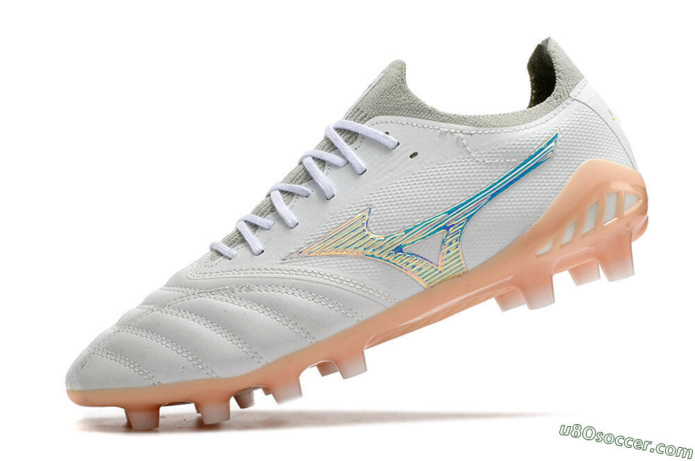 Mizuno Morelia Neo 3 FG Firm Ground Soccer Cleats - White/Blue/Pink 5