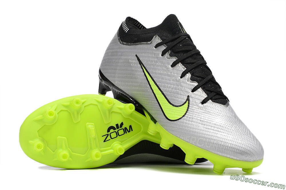 Nike Air Zoom Vapor 15 Elite SE AG Artificial Grass Soccer Cleats - Silver/Green/Black 3