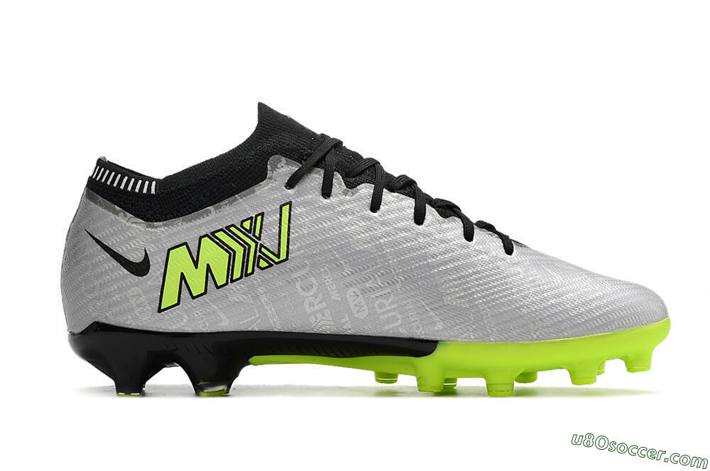 Nike Air Zoom Vapor 15 Elite SE AG Artificial Grass Soccer Cleats - Silver/Green/Black 5