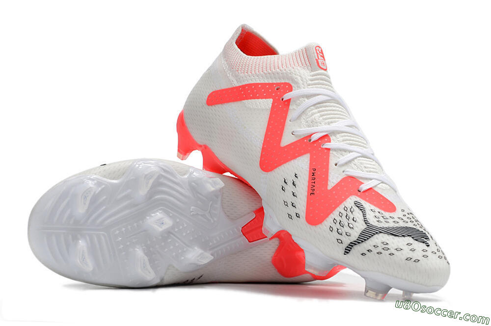 Puma Future Ultimate FG Firm Ground Soccer Cleats - White/Red/Black 3