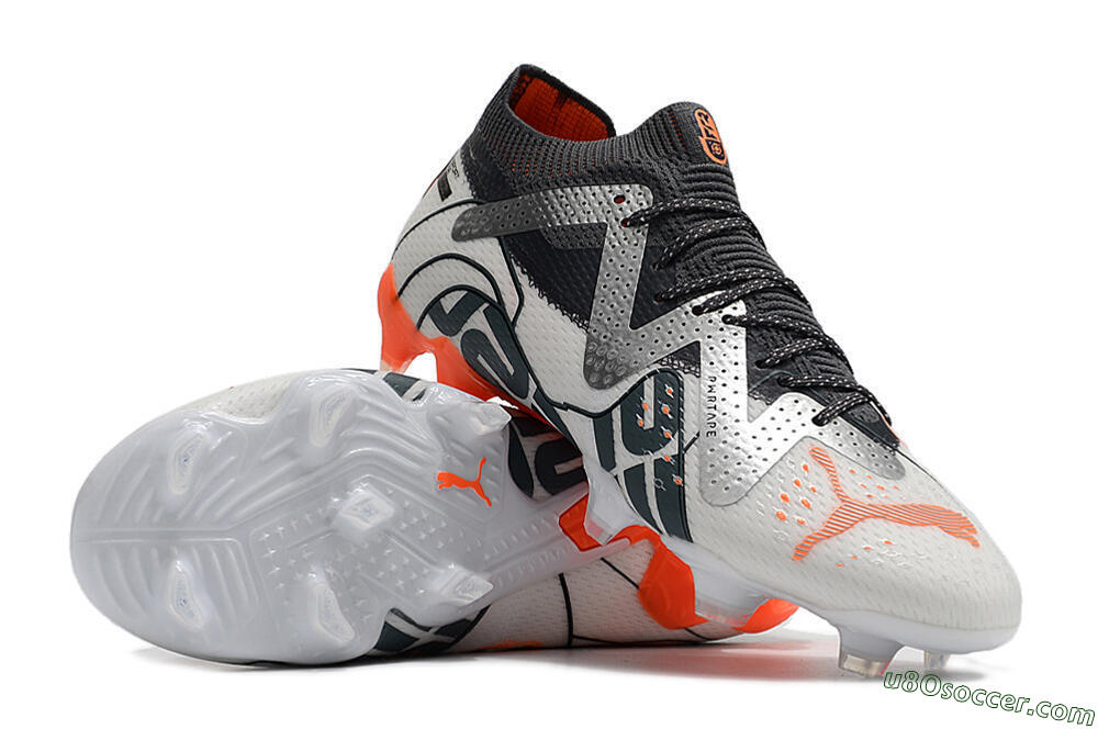 Puma Future Ultimate FG Firm Ground Soccer Cleats - White/Silver/Black 3
