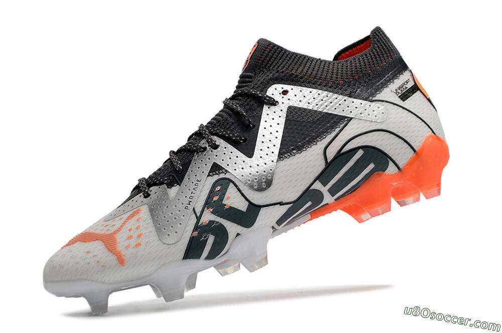 Puma Future Ultimate FG Firm Ground Soccer Cleats - White/Silver/Black 5