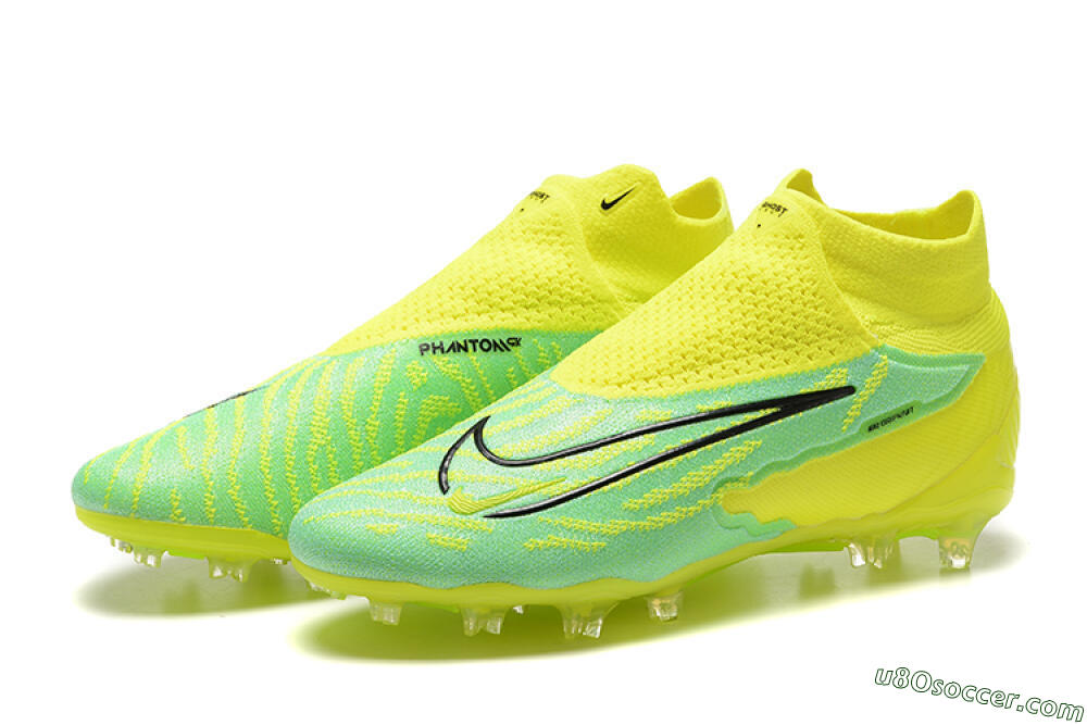 Nike Phantom GX Elite DF Link FG Firm Ground Soccer Cleats - Yellow/Green/Black 9