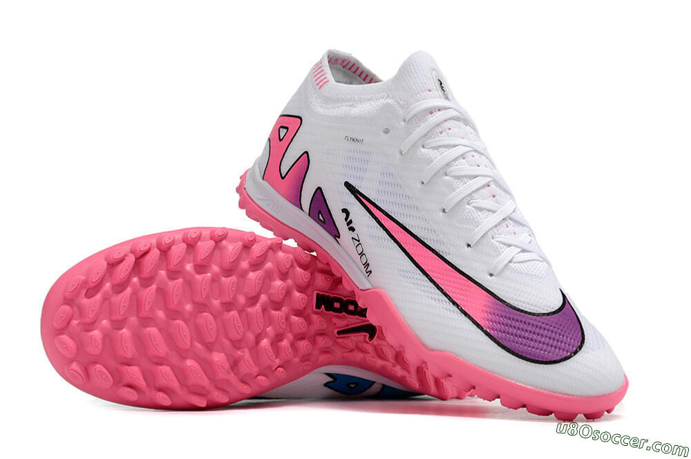 Nike Mercurial Vapor 15 Elite TF Artificial Turf Soccer Shoes - White/Pink 3