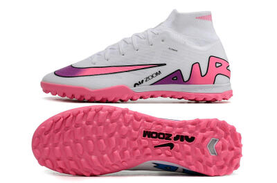 Nike Mercurial Superfly 9 Elite TF Artificial Turf Soccer Shoes - White/Pink