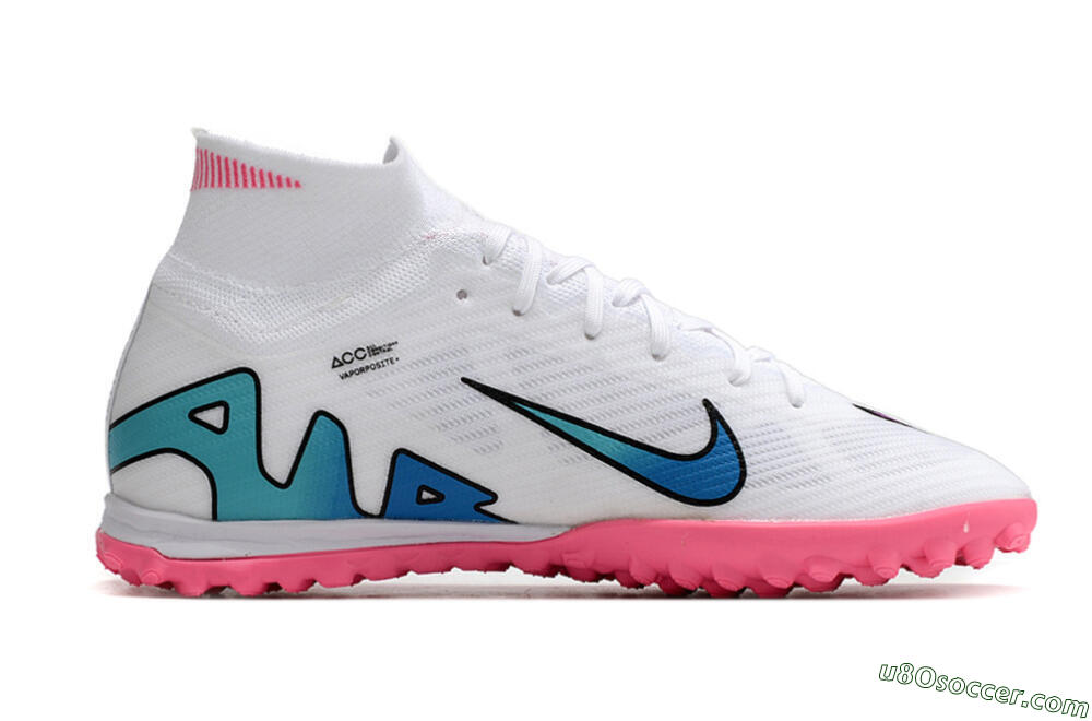 Nike Mercurial Superfly 9 Elite TF Artificial Turf Soccer Shoes - White/Pink 7