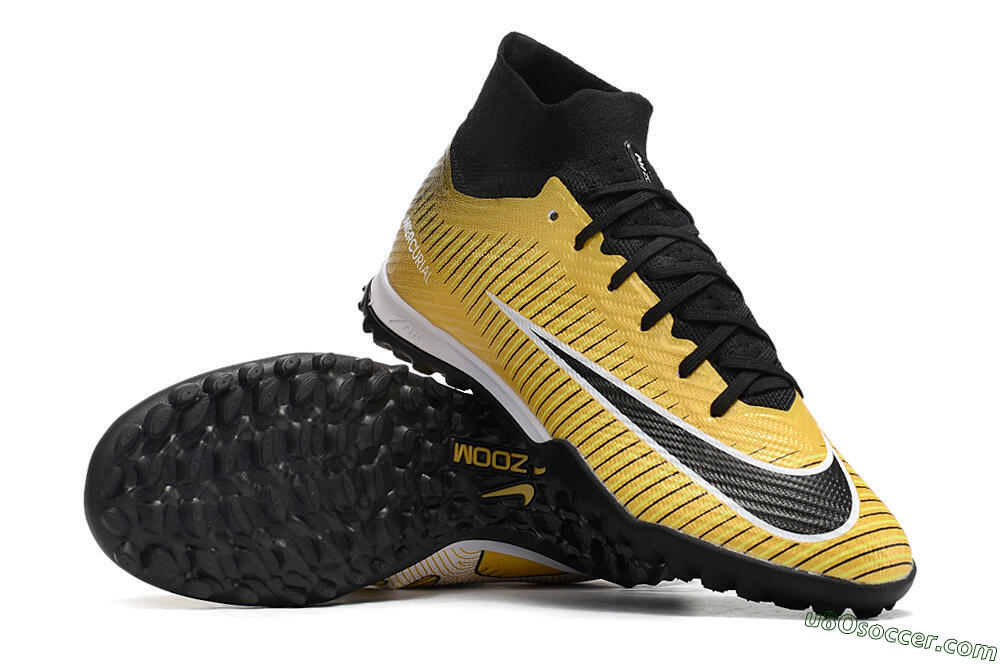 Nike Mercurial Superfly 9 Elite TF Artificial Turf Soccer Shoes - Gold/Black/Silver 3
