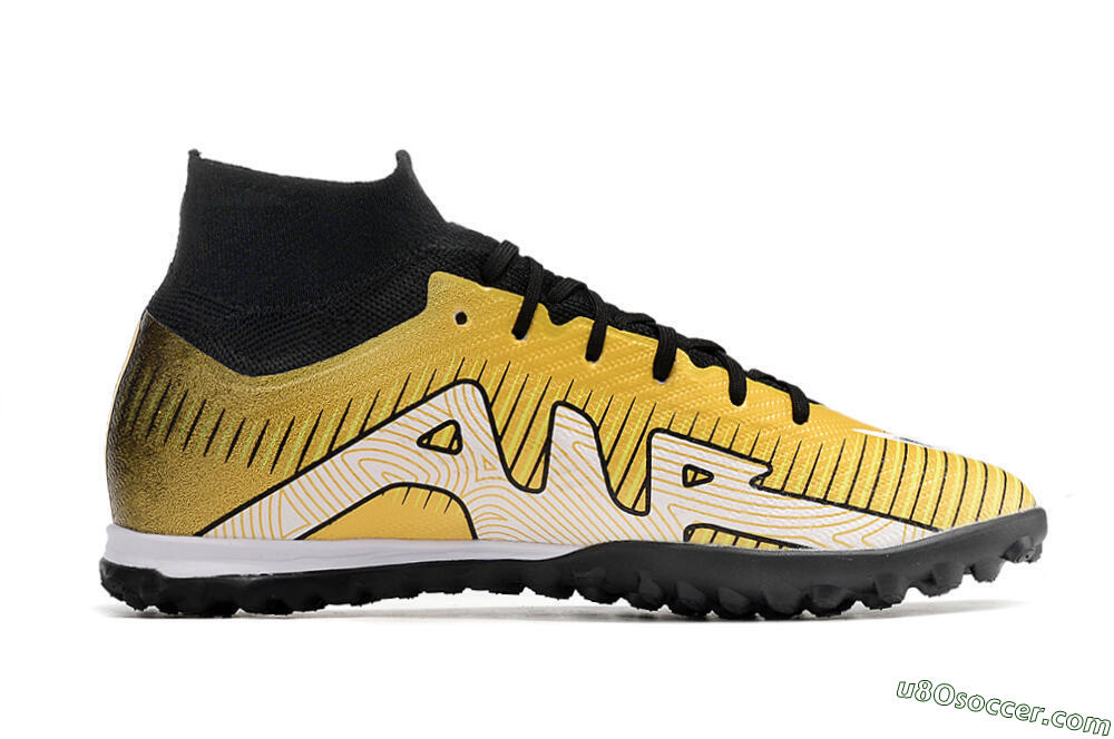 Nike Mercurial Superfly 9 Elite TF Artificial Turf Soccer Shoes - Gold/Black/Silver 7