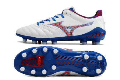 Mizuno Morelia Neo 3 Pro Japan FG Firm Ground Soccer Cleats - White/Red/Blue
