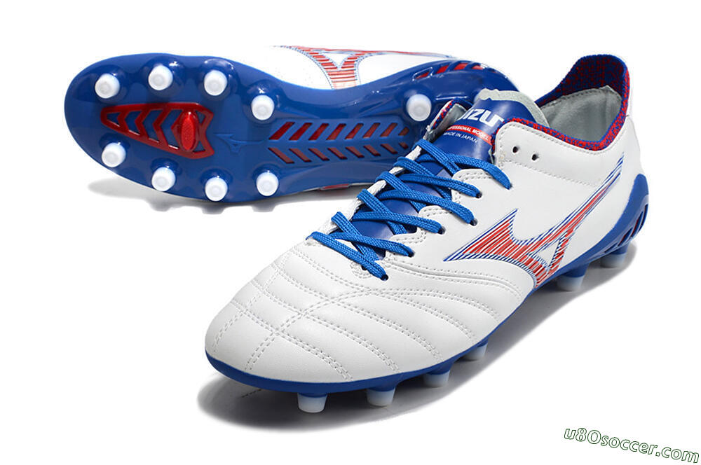 Mizuno Morelia Neo 3 Pro Japan FG Firm Ground Soccer Cleats - White/Red/Blue 3