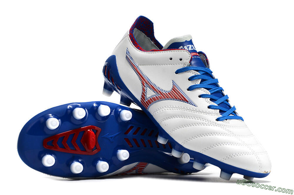 Mizuno Morelia Neo 3 Pro Japan FG Firm Ground Soccer Cleats - White/Red/Blue 4