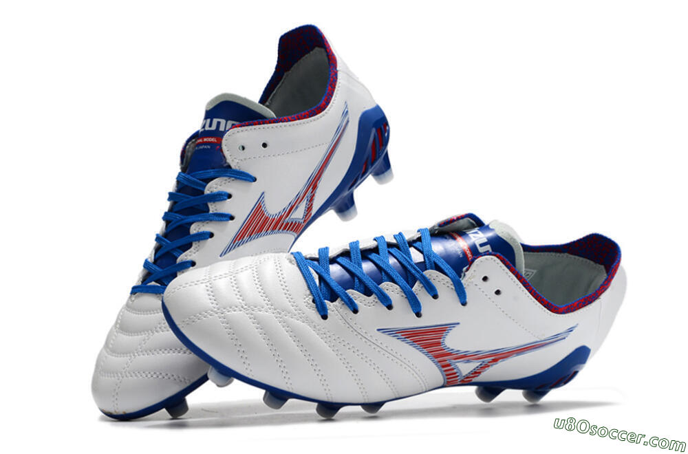 Mizuno Morelia Neo 3 Pro Japan FG Firm Ground Soccer Cleats - White/Red/Blue 5