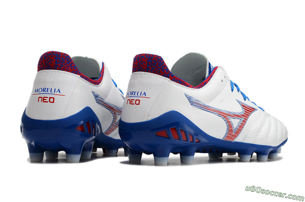 Mizuno Morelia Neo 3 Pro Japan FG Firm Ground Soccer Cleats - White/Red/Blue 8