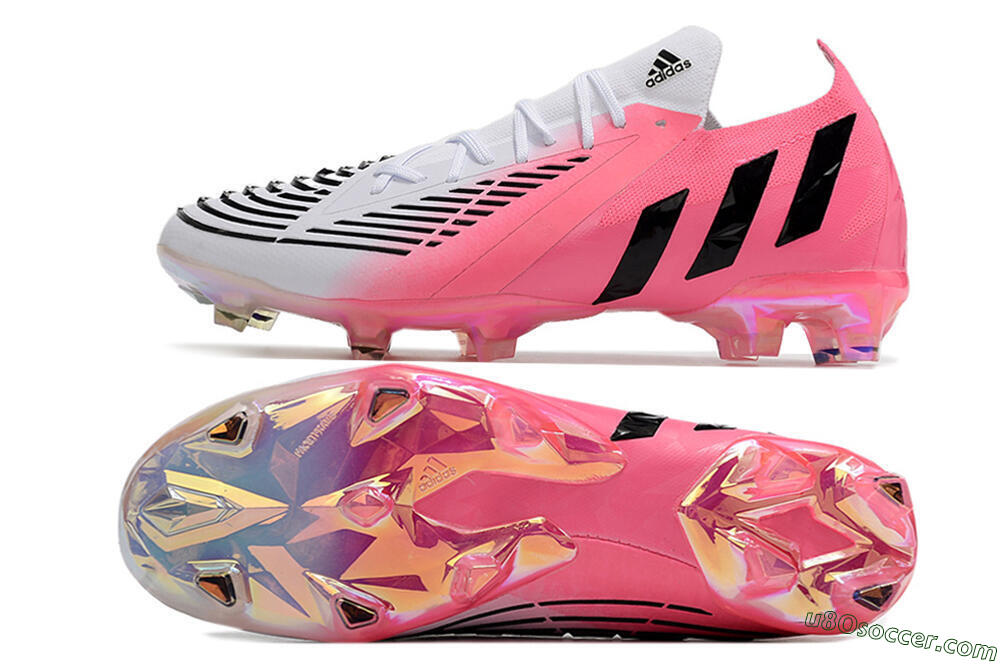 Adidas Predator Edge.1 FG Firm Ground Soccer Cleats - White/Pink/Black 0